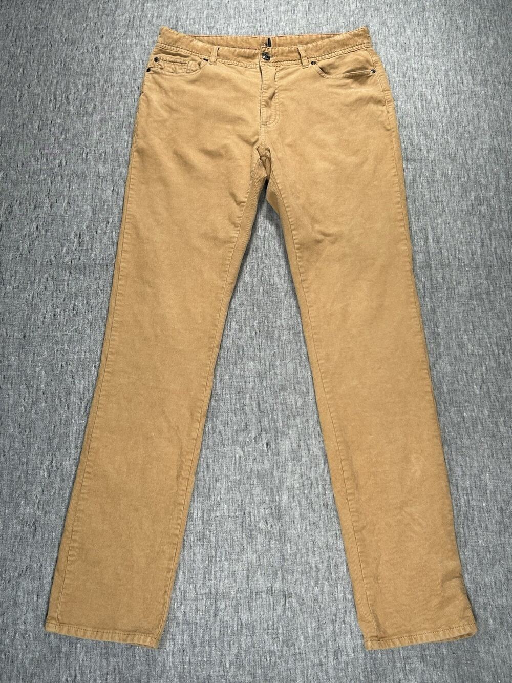 Johnnie-O Corduroy Pants Mens 32x34 Tan Straight Leg Mid Rise 5-Pocket Stretch